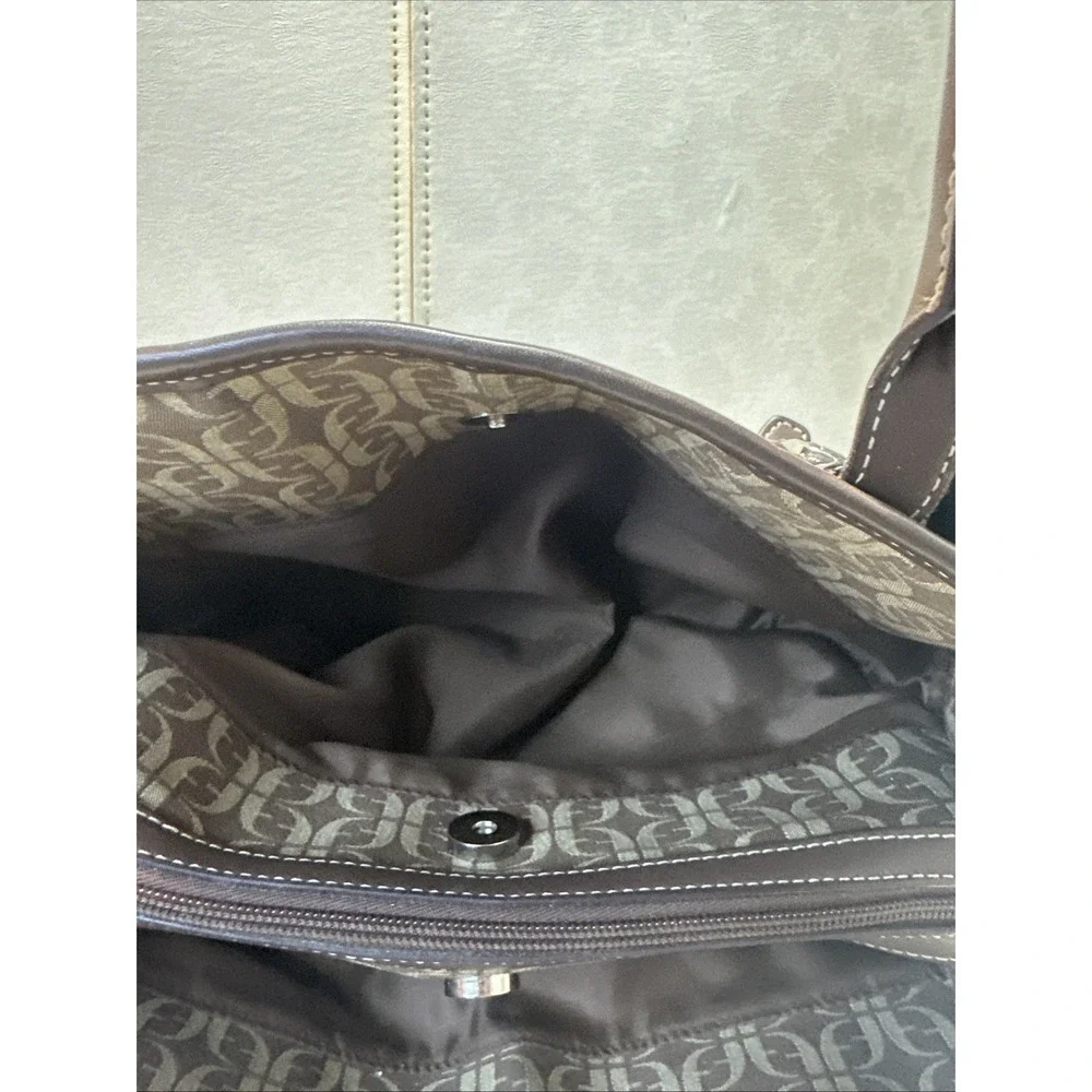 VTG Fossil Brown/tan Signature Canvas Leather Satchel